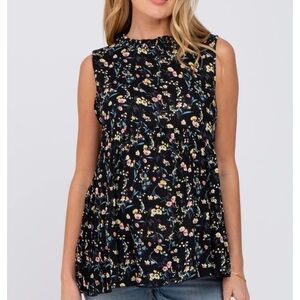 Pinkblush Maternity Babydoll Black Floral Blouse